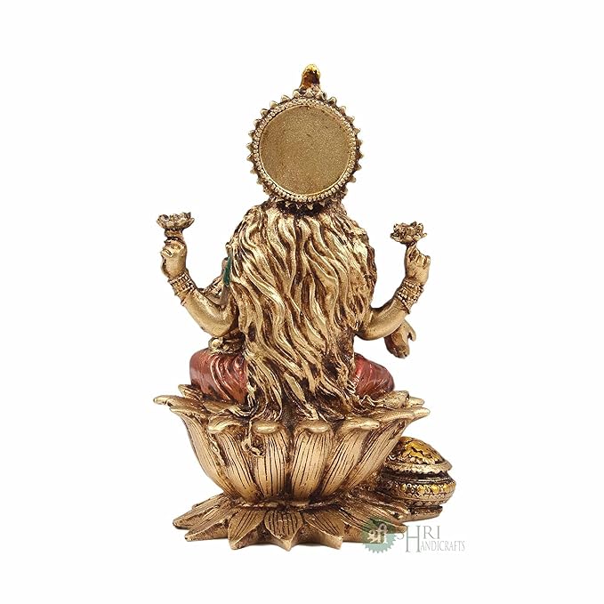 Indicast 7" Inch Cold Cast Resin Laxmi and Ganesh Showpiece Antique Home Decor and Gifting