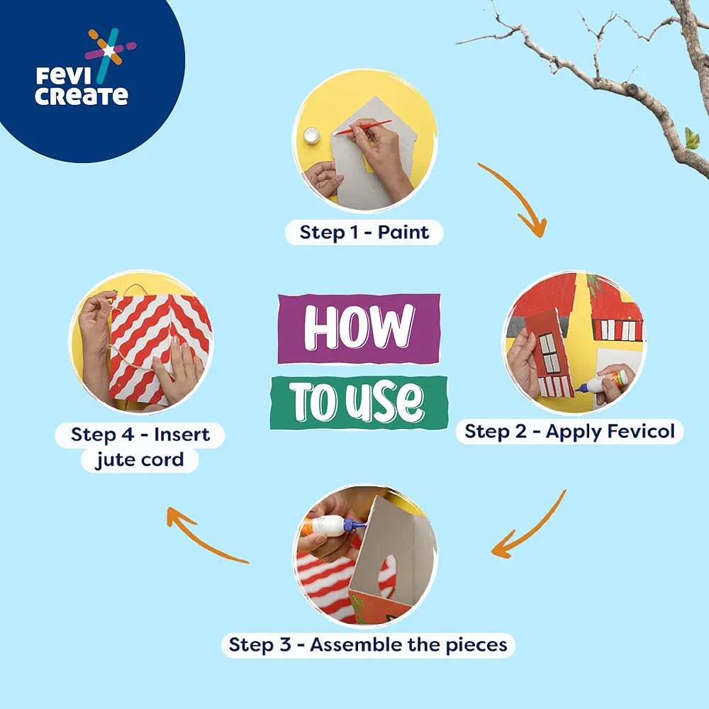 Fevicreate Bird House Art & Craft Kit | Craft, Paint and Hang a working Bird house in your garden | Boost child's creativity | Screen-Free Engagement | By Fevicol | Best Gift for Kids Age 5+ years
