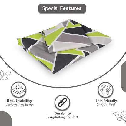 Divine Casa 100% Cotton Bedsheet for Single Bed, 144 TC Bedsheet Single Size Bed Cotton with 1 Pillow Cover Lime Grey