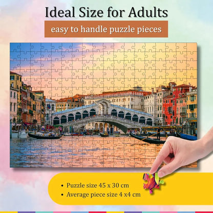 Playhills Sunset at Rialto Bridge,Venice 252 pcs Jigsaw Puzzle for Kids and Adults | Focus and Mind Relaxation Puzzles - Ideal Gift for Children