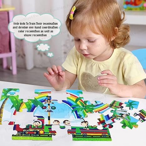 FunBlast Train Engine Jigsaw Puzzle for Kids 24 Pcs Jigsaw Puzzle for Kids Boys Girls (Multicolor)