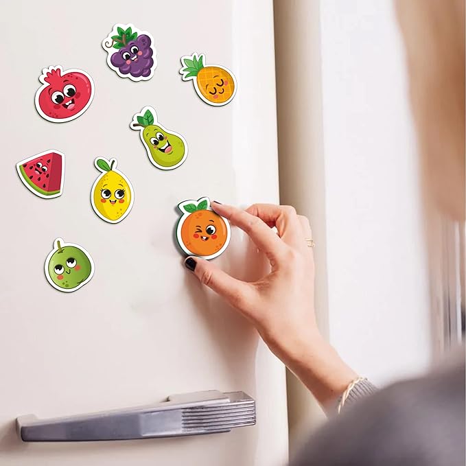 Mini Leaves Fruits Wooden Fridge Magnets | Colorful Shape Learning Toy Set | Preschool Refrigerator Magnet Toys