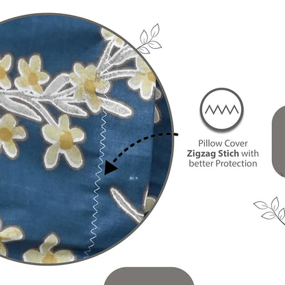 Divine Casa 144 TC Cotton Blue Super Soft King Size Bedsheet Every Day Use King Size Bedsheets Colour Minakari Navy
