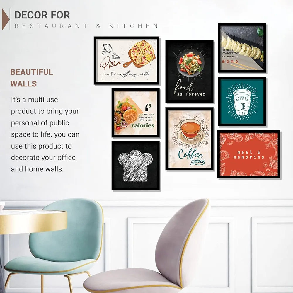 Kotart Paper Food is Favourite Photo Frames For Kitchen And Restaurant Set Of 8 - Design012
