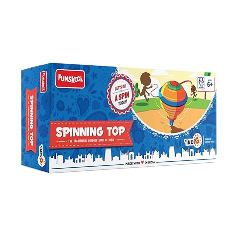 Funskool Games Spinning Top Spin and Win Traditional Outdoor Games of India 2 Traditional Wooden Spinning top