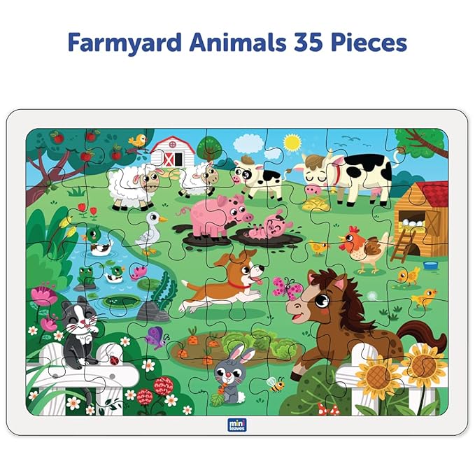 Mini Leaves 2 Puzzles With 59 Pieces | Animal Wooden Jigsaw Puzzle for 4-6 Years | Educational Puzzle