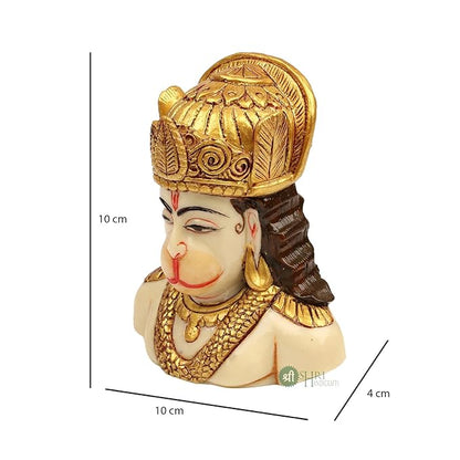 Indicast Resin 4" Inch Lord Hanuman Head Painting Bajrangbali Idol Gift Article Decorative Showpiece Handcrafted Balaji Murti