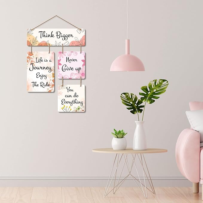 Artvibes Think Bigger Decorative Wall Art Mdf Wood Hanger for Home Decor | Quotes Items | Artworks for Decoration