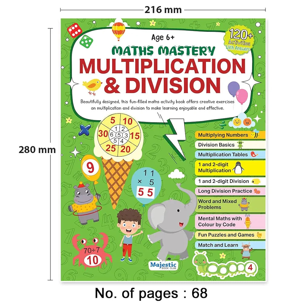 Multiplication and Division Maths Activity Book for Kids Ages 6+ | 120+ Engaging Activities with Answer Key | The Book Tree Books