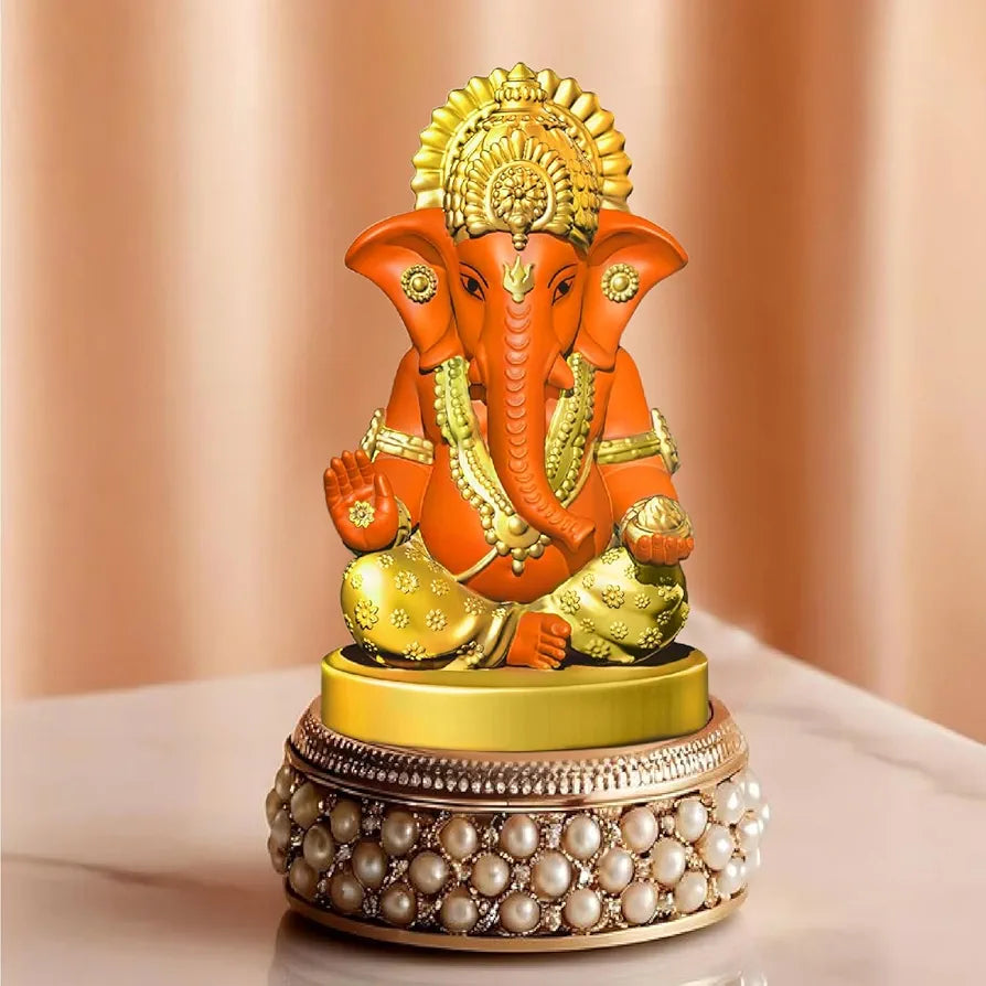 Jd Fresh Resin Ganesh Idol For Home - Orange