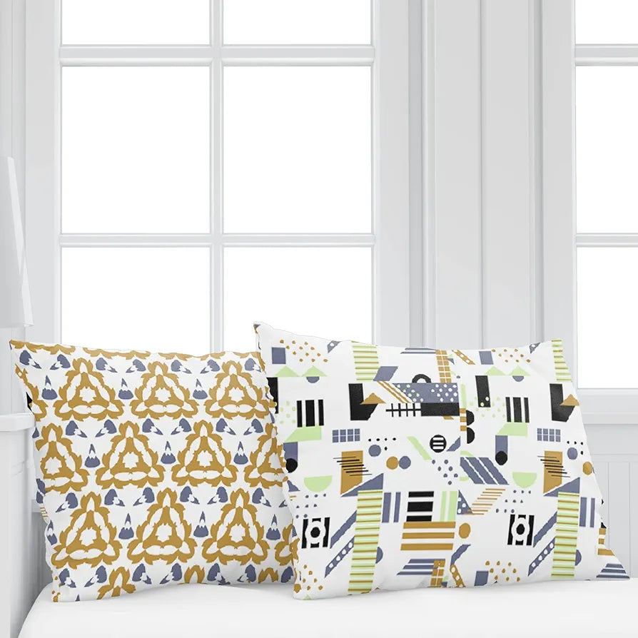 Divine Casa 144 TC Cotton Bedsheet for Single Bed with 1 Pillow Cover Colour Yellow & White