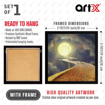 ArtX Way To Moon Big Canvas Painting For Bedroom Living Room