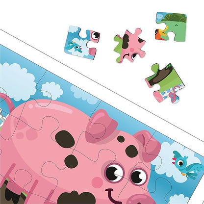 Mini Leaves 48 Piece Jigsaw Puzzle for Kids | Farm Animals | 4 in 1 Wooden Puzzles for Kids | Educational Toys for Kids
