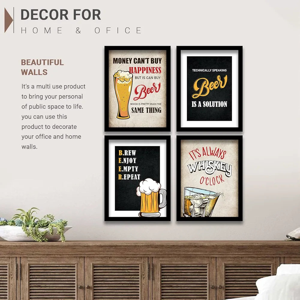 Kotart Framed Posters for Bar Kitchen Restaurant Wall Decor Bar Theme Frames Money Cant Buy Happiness E