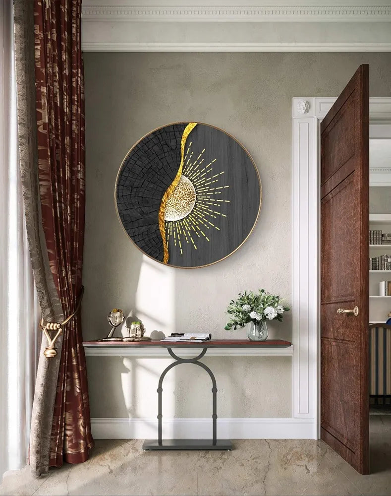 Livin'luxe Paintings Abstract Sunrise Modern Art Premium Lamination Golden GR-18