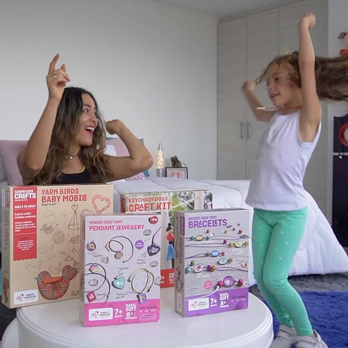 Chalk and Chuckles Art and Craft Pendant Jewellery Making Kit for Kids | Creative Diy Toy | Metal, Multicolor