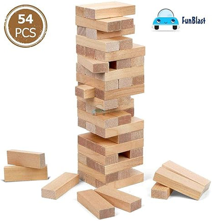 FunBlast Giant Stacking Tower Block Timber Wood Block Stacking Game 54 Pcs Challenging Wooden