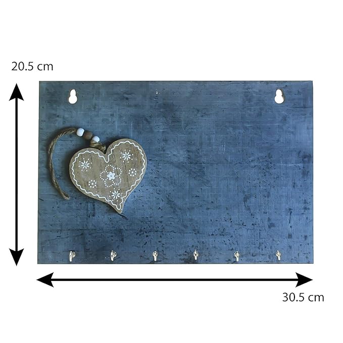 Ecraftindia Heart Theme Wooden Key Holder With 6 Hooks