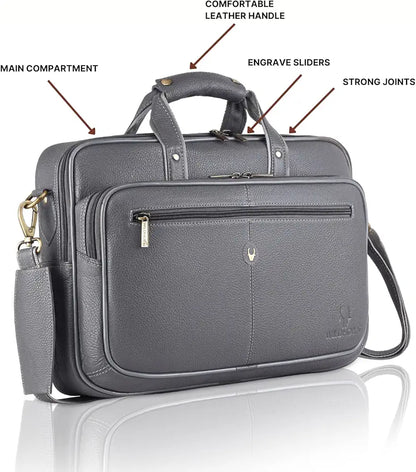 WildHorn Leather 15 inch Laptop Bag for Men I Padded Laptop Compartment I Carry Handles with Adjustable Strap