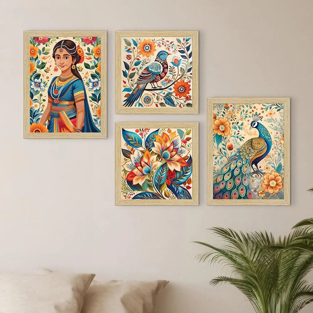 ArtX Paper Madhubani Madhubani-SO4-02 Multicolor Set of 4