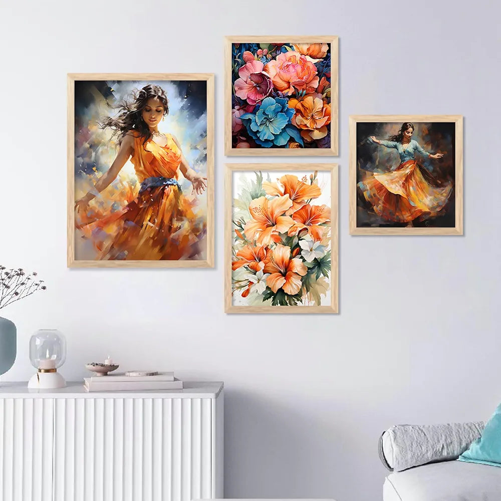 kotart Premium Digital Paintings with Frame Painting - Set of 4 Big Frames B