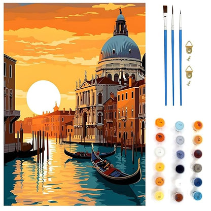 Hasthip Diy Oil Painting Paint By Numbers For Adults And Kids Gift Kits Pre-printed Canvas Beginner 16X20 Inch Multicolour