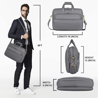 WildHorn Classic Leather 16 inch Laptop Messenger Bag for Men I Office Bags I Travel Bags I Carry Handles with Adjustable Strap 