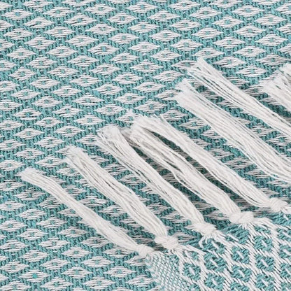 Sashaa World Soft Throw Blanket Colour Ice Blue/White