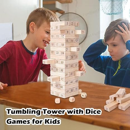 FunBlast Wooden Stacking Toy for Kids Toy Blocks & Tumbling Tower with Dice Games for Learning Toy