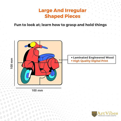 Artvibes Vehicle Wooden Jigsaw Puzzle Games for Children & Kids | 4 Pieces Puzzles | Toddler's Wooden Puzzle | Set of 6