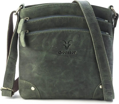 Goatter Genuine Leather 9.5" Inch Sling Cross-BodyBag for Girls And Women,