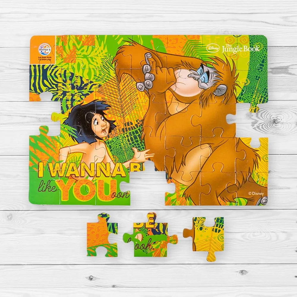 Ratna's 4in1 Jungle Book Jigsaw Puzzle Size 24cm x 17cm - Mowgli, Bagheera, Baloo, etc - 140 Pieces  Toy for Kids 3+ Years