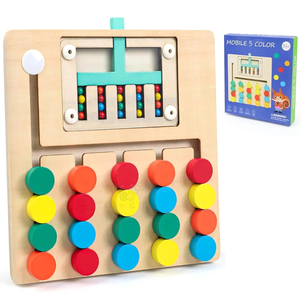 Trinkets & More Montessori Slide Puzzle Brain Teaser for Kids Ages 4-10 Boys Girls | Travel Games Road Trip Activities for Kids | Colour Matching Toys 