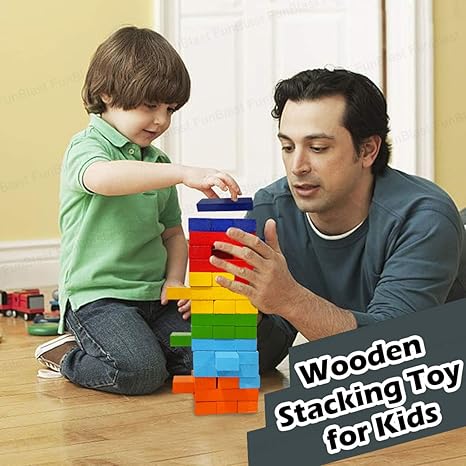 FunBlast Wooden Blocks 48 Pcs Challenging Color Wooden Tumbling Tower Toys Puzzle