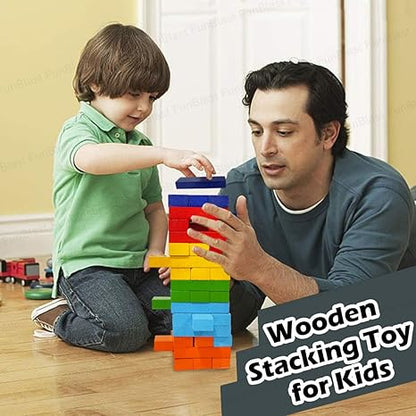 FunBlast Wooden Blocks 48 Pcs Challenging Color Wooden Tumbling Tower Toys Puzzle