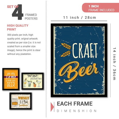 Kotart Wood Whiskey Is Liquid Framed Wall Posters for Bar Kitchen Restaurant Set of 8