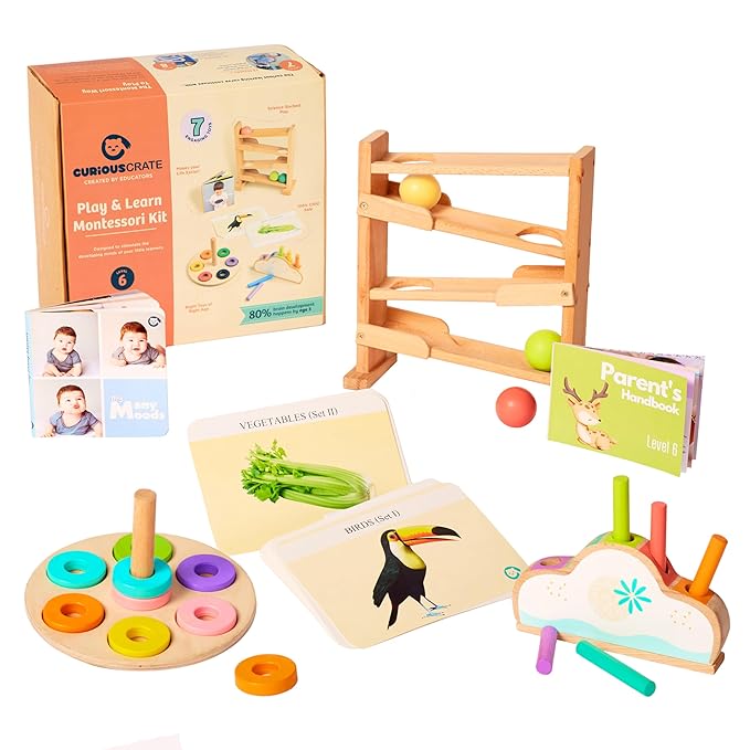 Curious Cub Montessori Learning Wooden Toys Box 6 | Problem Solving, Builds Hand-eye Coordination | Brain Development Activities