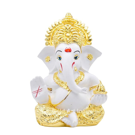 Gold Art India Gold Plated Ganesh Idol for Car Dashboard God for Home Decor Office Table