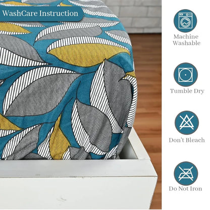 Divine Casa Floret 100% Cotton King Fitted Bedsheet 144 TC Deep Pocket Design Soft & Breathable Fabric Colour Woody Petals