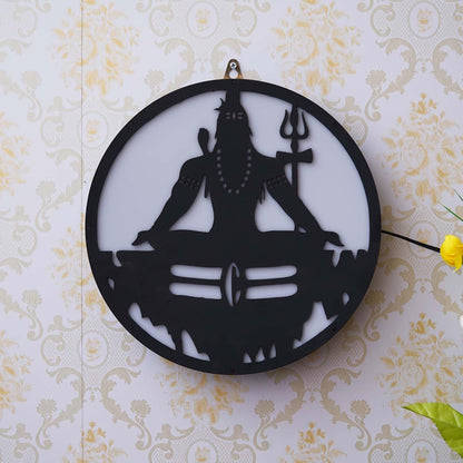 Ecraftindia Lord Shiva Wooden Cutout Led Light Lamp Decorative Wall Hanging for Home