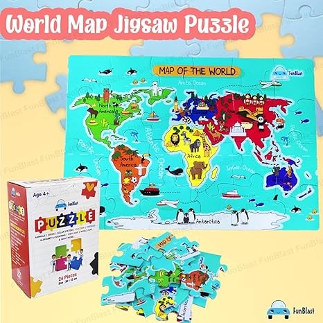 FunBlast World Map Jigsaw Puzzle for Kids Jigsaw Puzzle for Kids