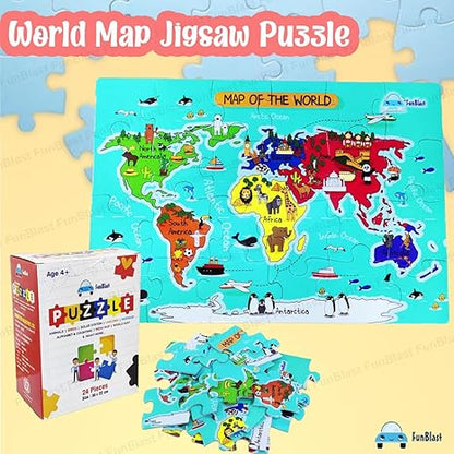 FunBlast World Map Jigsaw Puzzle for Kids Jigsaw Puzzle for Kids