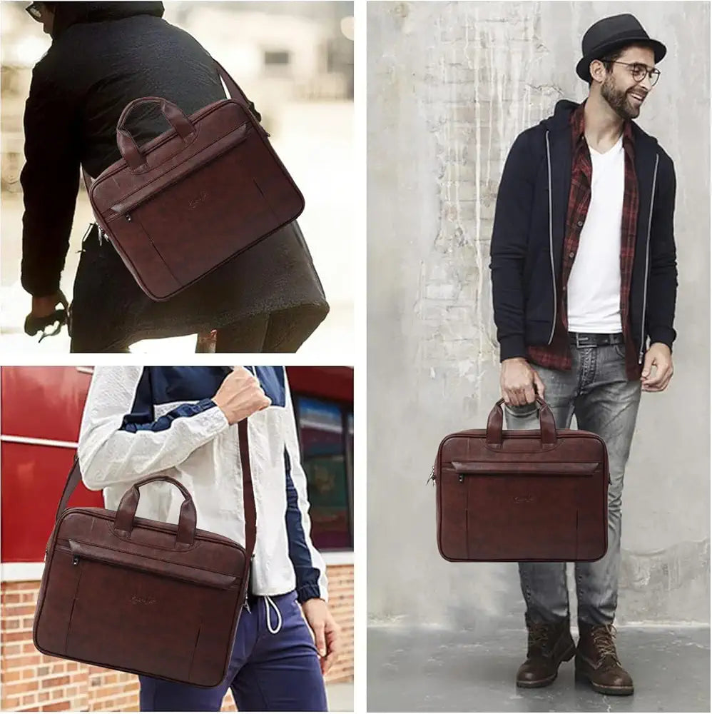 RIONTO Messenger Bag - Laptop Bag for Men, PU Leather Office Bag for Men | Supports Laptop Upto 15.6 inches