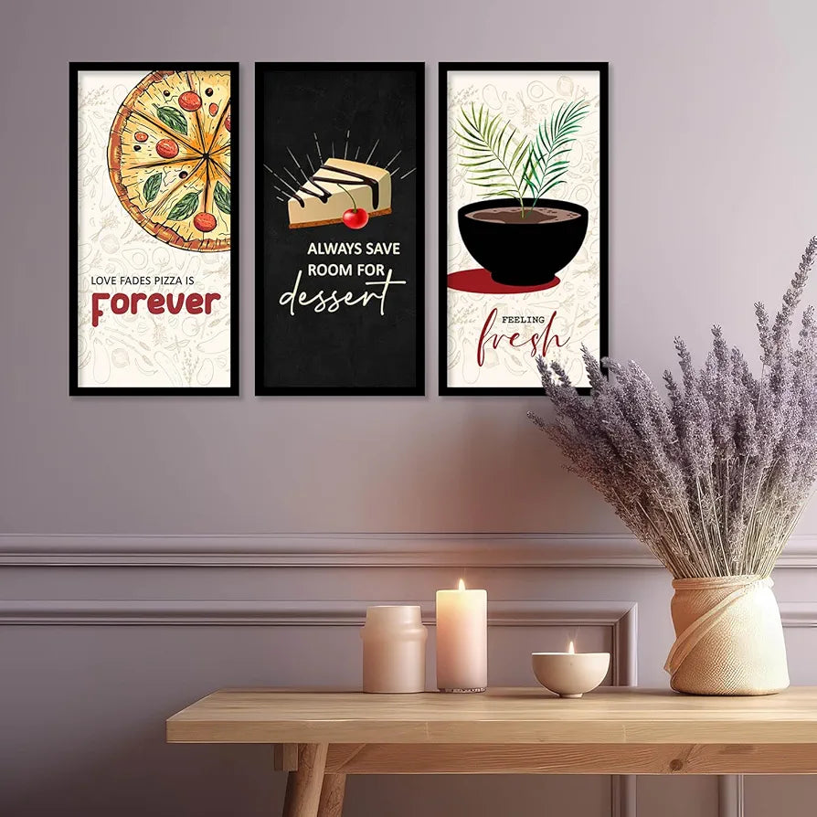 Kotart Kitchen Quotes Posters with Frame Forever Set of 3