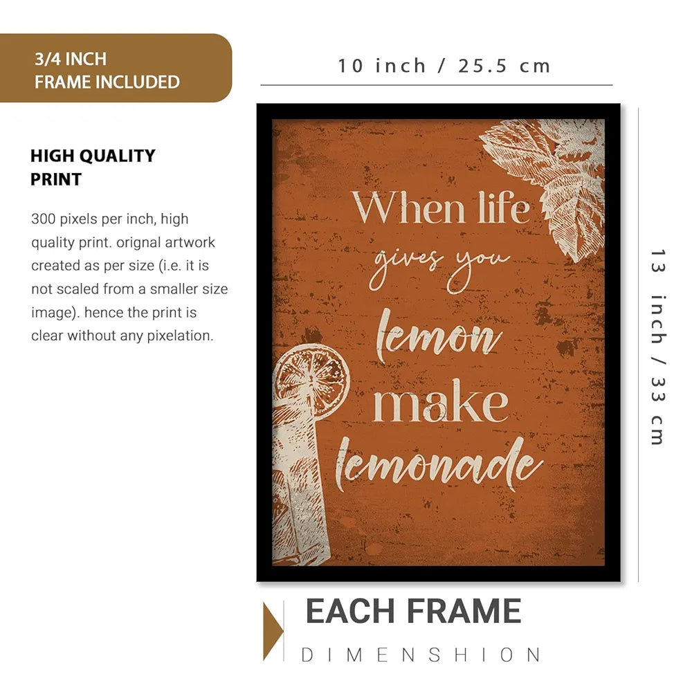 Kotart When Life Gives you Lemons Restaurant Quotes Posters with Frame