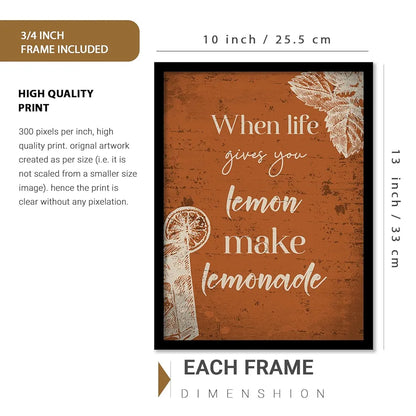 Kotart When Life Gives you Lemons Restaurant Quotes Posters with Frame