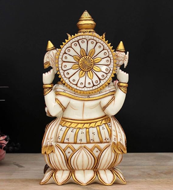 Indicast Resin 8" Inch Lord Ganesha Fine Painting Hindu God Ganesh Ganpati Idol Figurine | Home & Office