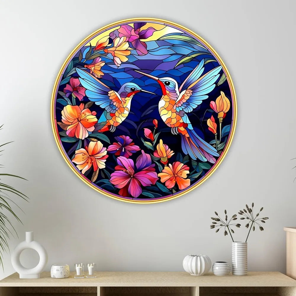 Livin'luxe paintings Loving couple Bird modern art Premium Sparkle lamination Golden GR-26