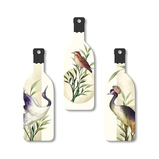 Artvibes Japanese Watercolor Art of Birds Wooden Wall Hanging for Home Decor | Set of 3