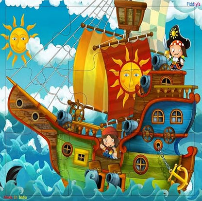 Fiddly's Wood Jigsaw Puzzles for Children - 9 Pieces | the Good Pirates | Pack of 4